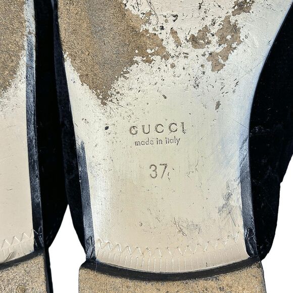 Gucci Princetown Velvet Horsebit Mules Black GG Logo Loafers EU 37 US 7 Monogram - Picture 9 of 11
